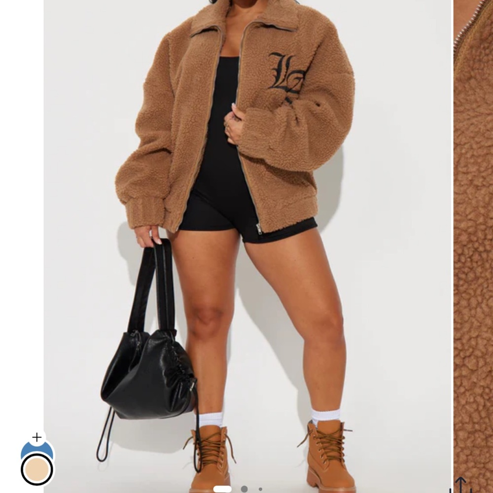 Fashion Nova Warm Brown Teddy Jacket - Picture 4 of 4